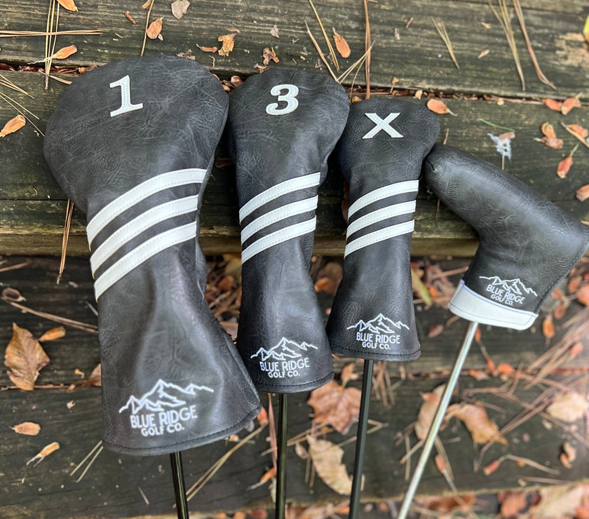 Grey Leather Golf Club Headcovers – Full Set In Nature