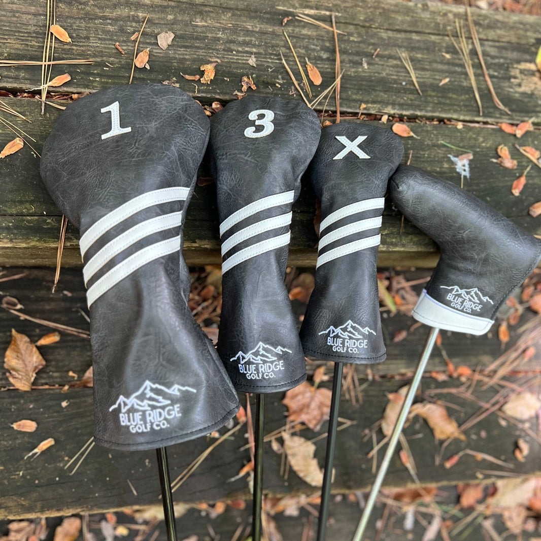 Grey Leather Golf Club Headcovers – Full Set In Nature