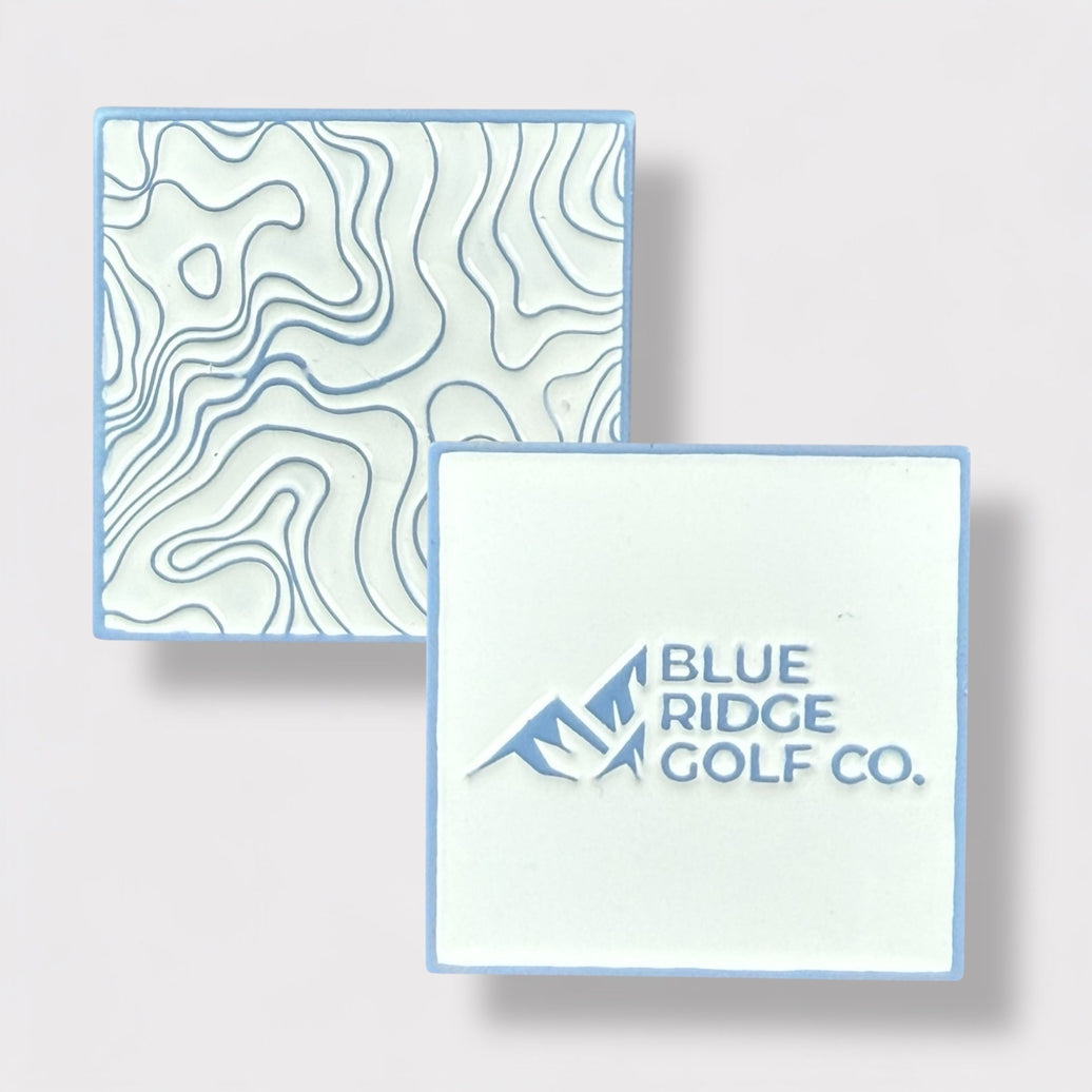 Two-Sided Metal Golf Ball Marker – Carolina Blue / Pure White