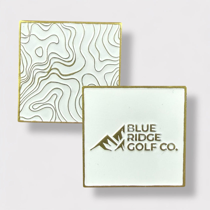 Two-Sided Metal Golf Ball Marker – Pure White Gold | Blue Ridge Golf Co.
