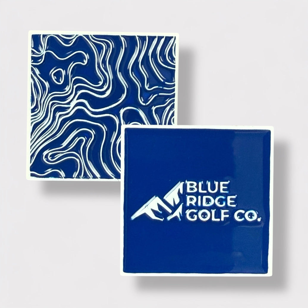 Two-Sided Metal Golf Ball Marker – Pure White / Royal Blue