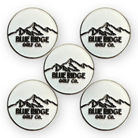 Metal Golf Ball Marker – Pure White with Black Logo Set of 5