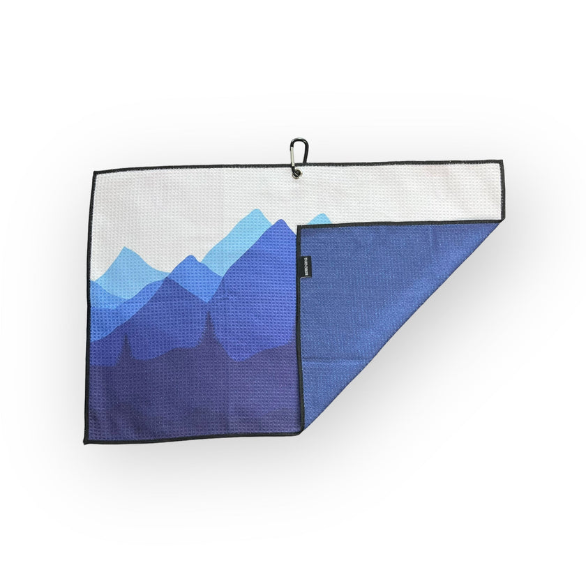 Waffle Pattern Golf Towel Blue Ridge Mountain Edition Flat Reverse