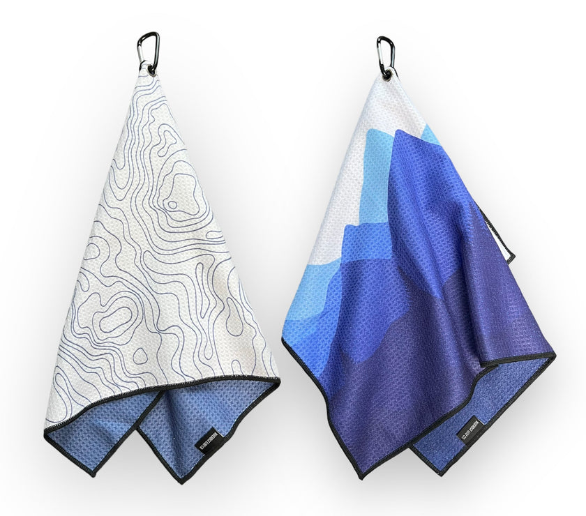 Waffle Pattern Golf Towel Topographic and Blue Ridge Mountain Edition