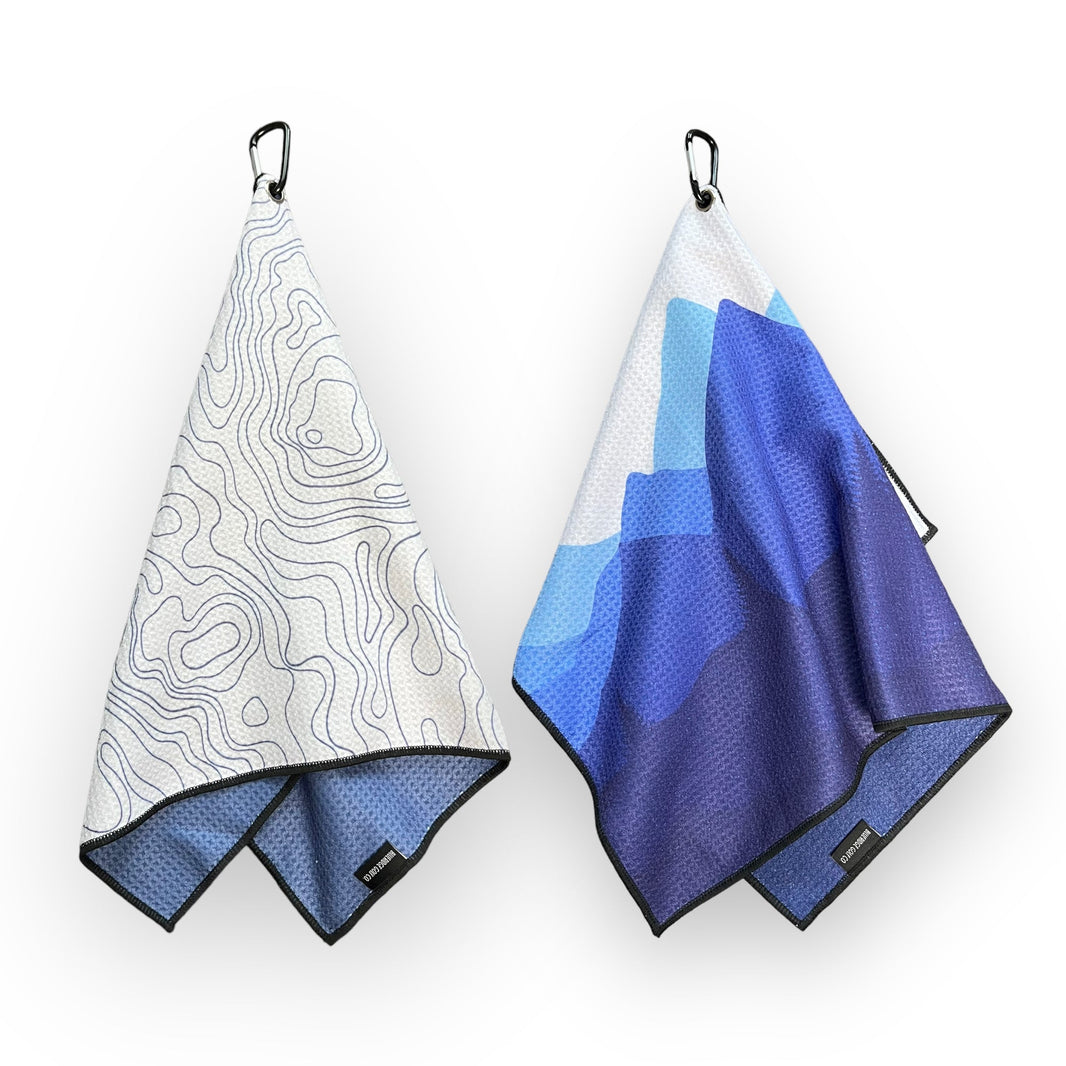 Waffle Pattern Golf Towel Topographic and Blue Ridge Mountain Edition