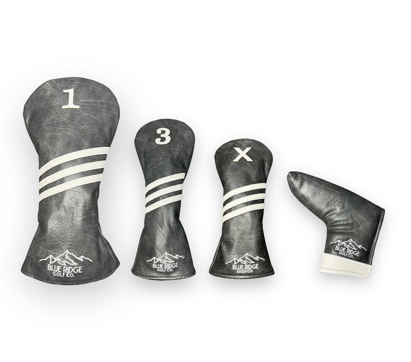 Grey Leather Golf Club Headcovers – Full Set