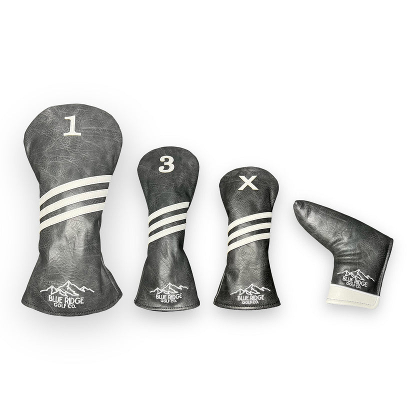 Grey Leather Golf Club Headcovers – Full Set