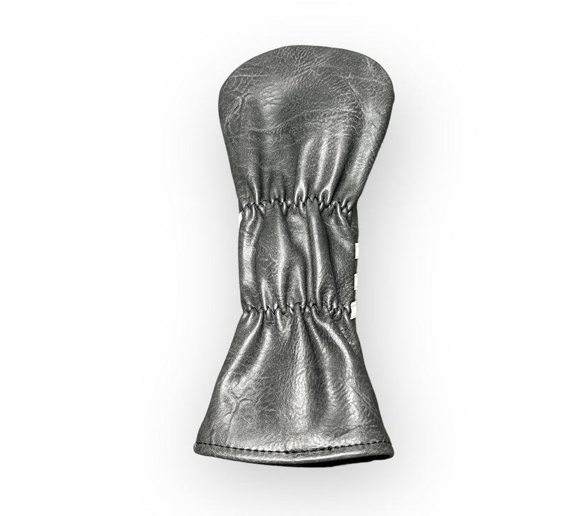 Grey Leather Golf Club Headcover – Hybrid Reverse Side