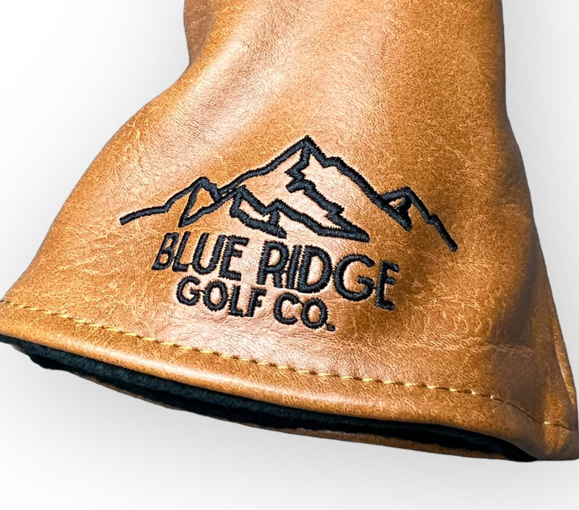 Brown Leather Golf Club Headcover – Embroidered Logo