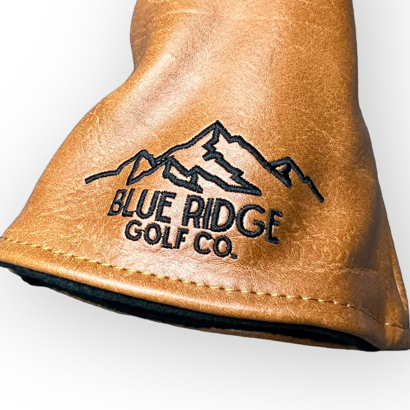 Brown Leather Golf Club Headcover – Embroidered Logo