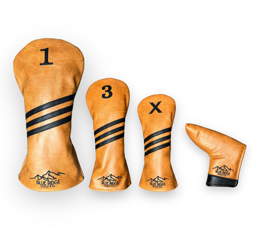 Brown Leather Golf Club Headcovers – Full Set