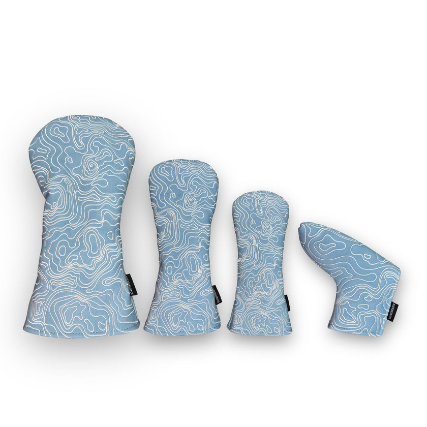 Carolina Blue Topographic Golf Club Headcovers – Full Set