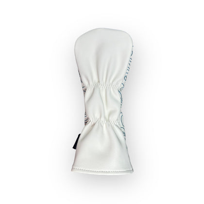 Pure White Topographic Golf Club Headcover – 3 Wood Reverse