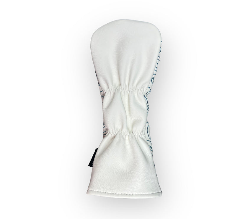 Pure White Topographic Golf Club Headcover – 3 Wood Reverse