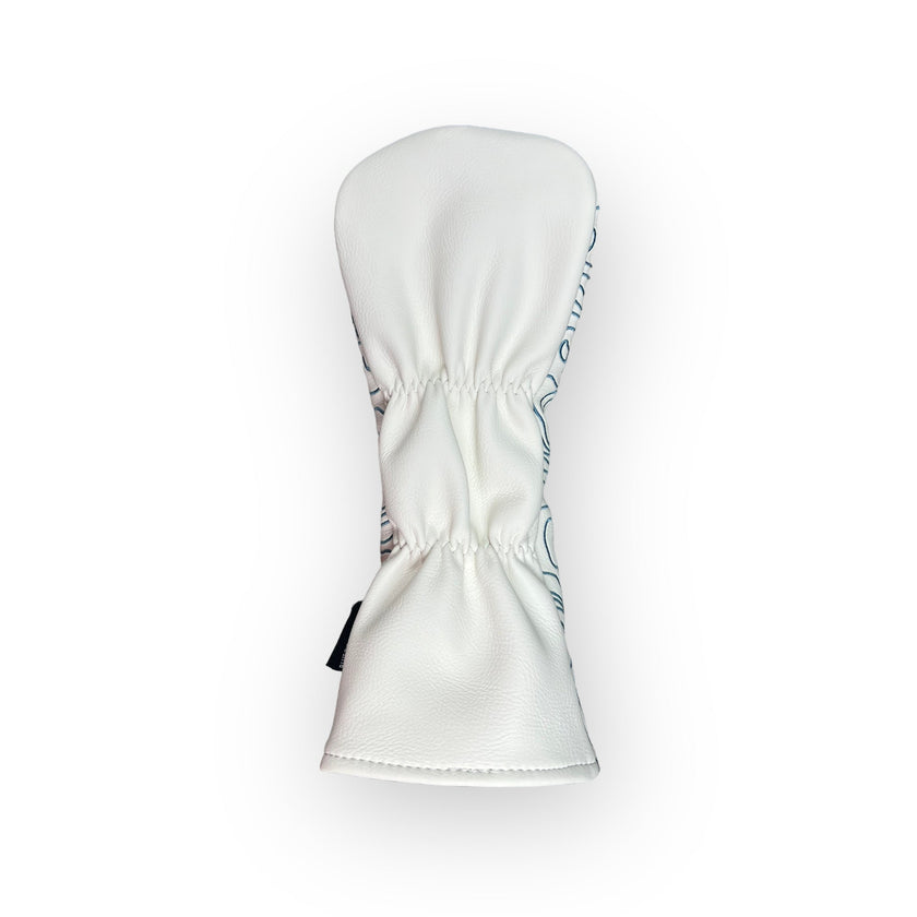 Pure White Topographic Golf Club Headcover – 3 Wood Reverse