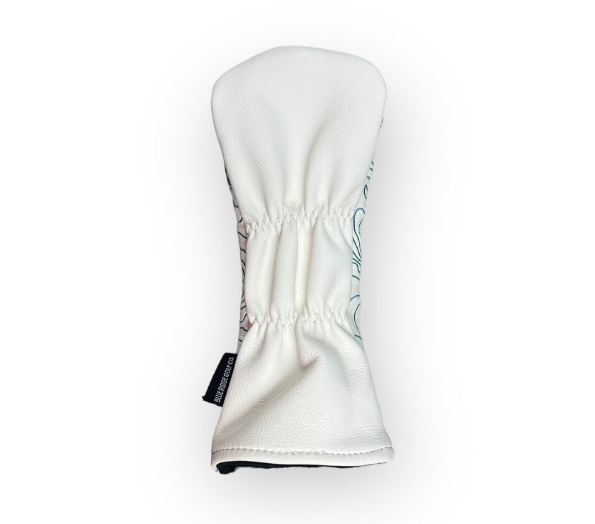 Pure White Topographic Golf Club Headcover – Hybrid Reverse