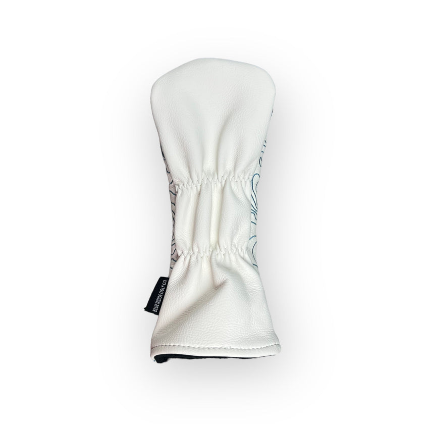 Pure White Topographic Golf Club Headcover – Hybrid Reverse